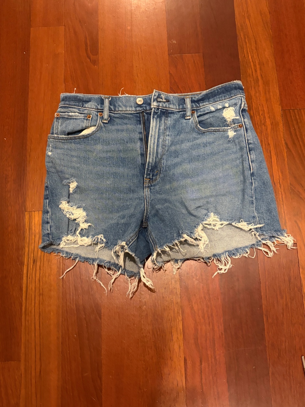 Abercrombie & Fitch Distressed Blue Denim Cutoff Shorts